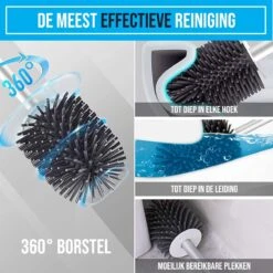 Strex Toiletborstel Siliconen Met Houder - Sneldrogend, Hygiënisch & Antibacteriële Werking - WC Borstel - Toilet Borstel Houder -Badkamer Accessoires Winkel 1200x1200 869