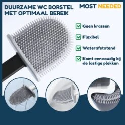 Merkloos Most Needed WC Borstel Met Houder - Siliconen Borstel - Duurzaam - Vrijstaand Of Hangend - Zwart -Badkamer Accessoires Winkel 1200x1200 909