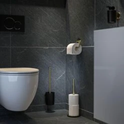 Tiger Tune - Toiletaccessoireset - Toiletborstel Met Houder - Toiletrolhouder Zonder Klep - Handdoekhaak – Messing Geborsteld / Zwart -Badkamer Accessoires Winkel 1200x1200 924