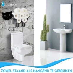 Sanics Reserverolhouder Vrijstaand - Hangend - Wandhouder - Kat - Zwart -Badkamer Accessoires Winkel 1200x1200 973