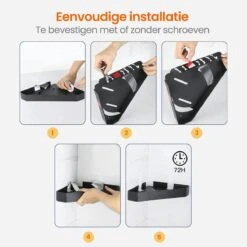 Goliving Doucherek 2 Laags - Doucherek Zonder Boren - Doucherekje Hoek - Douchemandje - Badkamerrek - Badkamer Accessoires - Zwart -Badkamer Accessoires Winkel 1200x1200 977
