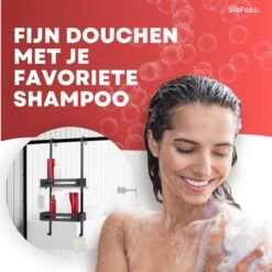 SIAFOSS Doucherek XL Zonder Boren Doucherek Hangend - 100% Stevig - 100% RVS - Hangend Badkamerrekje - Doucherek Aan Douchewand - Badkamer Accessoires - RVS Zwart - 2 Laags - Douchemand -Badkamer Accessoires Winkel 1200x1200 981