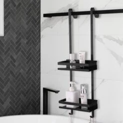 Merkloos Doucherek - Doucherek Zonder Boren - Doucherek Hangend - Zwart - RVS - Doucherekje - Badkamerrek - GRATIS DOUCHETIMER -Badkamer Accessoires Winkel 1200x1200 988