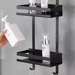 Merkloos Doucherek - Doucherek Zonder Boren - Doucherek Hangend - Zwart - RVS - Doucherekje - Badkamerrek - GRATIS DOUCHETIMER -Badkamer Accessoires Winkel 1200x1200 990