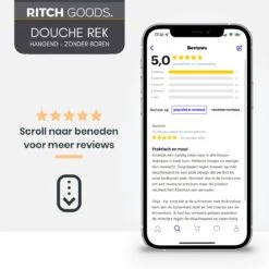 Merkloos Doucherek - Doucherek Zonder Boren - Doucherek Hangend - Zwart - RVS - Doucherekje - Badkamerrek - GRATIS DOUCHETIMER -Badkamer Accessoires Winkel 1200x1200 991