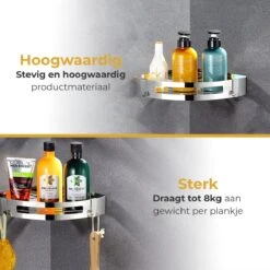 Merkloos Doucherek Zonder Boren – Doucherek Hangend – Badkamerrek – Zilver RVS – IP68 Waterdicht – 8KG Draagkracht -Badkamer Accessoires Winkel 1200x1200 994