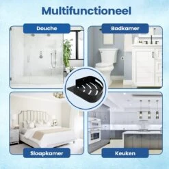 Merkloos Doucherek Zonder Boren – Doucherek – Badkamerrek – Zwart RVS – Zonder Boren – IP68 Waterdicht – 8KG Draagkracht – 2 Stuks -Badkamer Accessoires Winkel 1200x1200 999