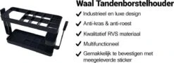 Merkloos Waal Tandenborstel Houder - Tandenborstel Doosje - Tandenborstel Koker - Zwart - RVS - Staand Of Zelfklevend -Badkamer Accessoires Winkel 1200x436