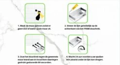 Merkloos Doucherek- Douchemand- Badkamerrek- Badkamer Organiser- Badkamer Organizer-Rekje Voor In De Douche- Badkamer Plank-Rekje Voor Shampoo- RVS- Zonder Boren- Zelfklevend- Rechthoek Vorm- Met Of Zonder Schroeven- Ophangbaar- Met Lijm- 20 Cm- Zwart -Badkamer Accessoires Winkel 1200x656