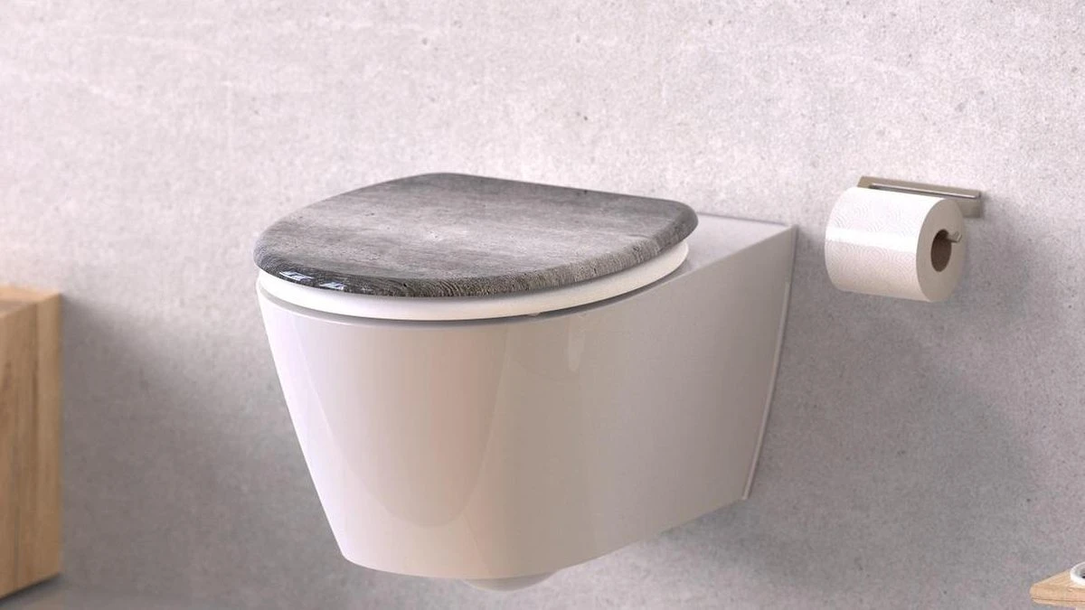 SCHÜTTE WC-Bril 82155 INDUSTRIAL GREY - Duroplast - Soft Close - Verchroomde Scharnieren - Decor - 1-zijdige Print 8 SCHÜTTE WC-Bril 82155 INDUSTRIAL GREY - Duroplast - Soft Close - Verchroomde Scharnieren - Decor - 1-zijdige Print - Afbeelding 6