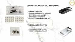 Merkloos Doucherek- Douchemand- Badkamerrek- Badkamer Organiser- Badkamer Organizer-Rekje Voor In De Douche- Badkamer Plank-Rekje Voor Shampoo- RVS- Zonder Boren- Zelfklevend- Rechthoek Vorm- Met Of Zonder Schroeven- Ophangbaar- Met Lijm- 40 Cm- Zwart -Badkamer Accessoires Winkel 1200x681 1