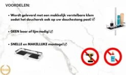Merkloos Doucherek Zonder Boren –Douchemand- Badkamerrek-Doucheplank- Badkamer Organiser- Doucherek Hangend-Doucherek Zwart – Doucherek Hangend – Badkamer Organizer – Douche Organizer - Doucherekje - Doucherekje Zonder Boren-Zilver-Zwart-Wit -Badkamer Accessoires Winkel 1200x716 2
