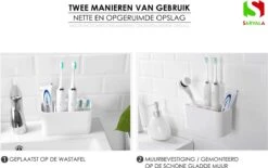 Tandenborstelhouder - Wastafelmeubel - Vrijstaand Of Wandgemonteerd - Wit -Badkamer Accessoires Winkel 1200x755