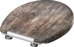 SCHÜTTE WC-Bril 82368 OLD WOOD - Duroplast - Soft Close - Afklikbaar - RVS-Scharnieren - Decor - 3-zijdige Print -Badkamer Accessoires Winkel 1200x761 6
