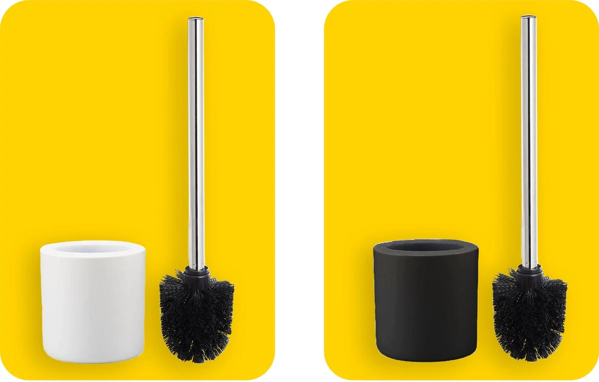 Toiletborstel Met Zwarte Borstel- Keramiek - Zwart - RVS - WC Borstel In Ronde Houder 7 Toiletborstel Met Zwarte Borstel- Keramiek - Zwart - RVS - WC Borstel In Ronde Houder - Afbeelding 5