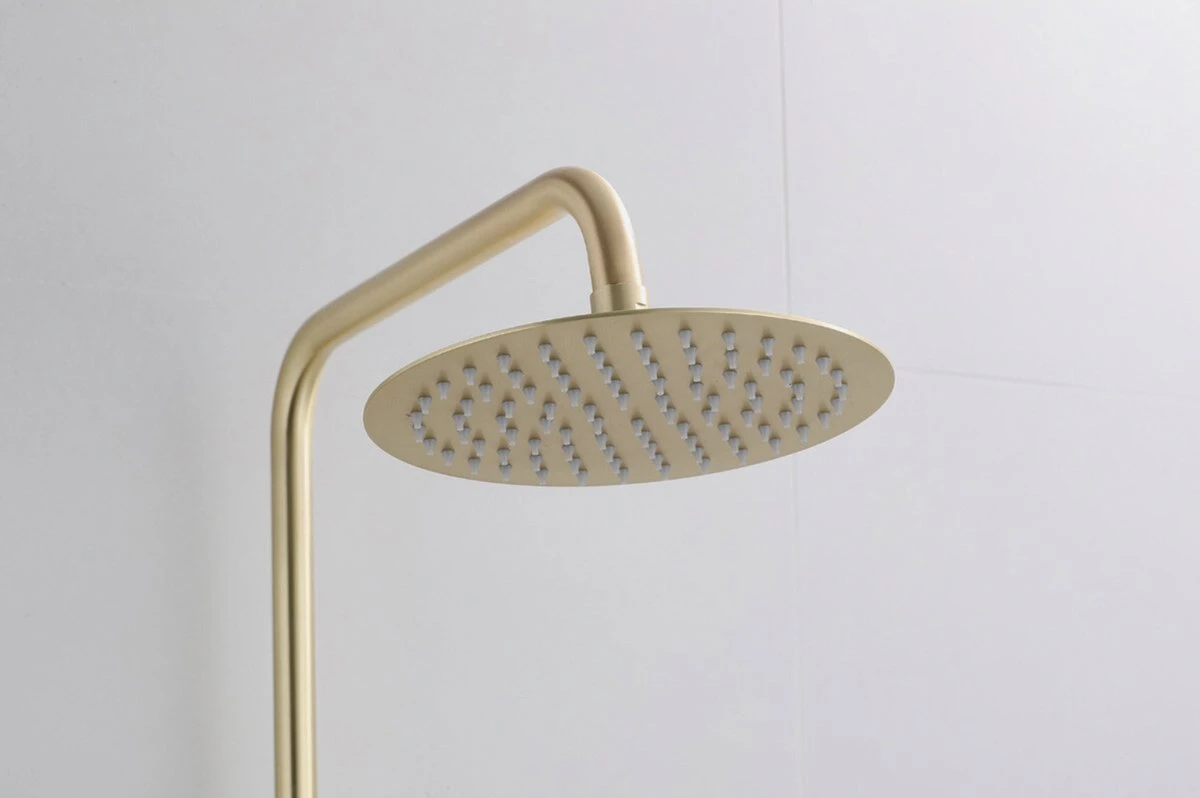 Wesseling & Bos Doucheset - Regendouche Mat Goud Geborsteld - Doucheset Met Thermostaatkraan - Atlanta 12 Wesseling & Bos Doucheset - Regendouche Mat Goud Geborsteld - Doucheset Met Thermostaatkraan - Atlanta - Afbeelding 10