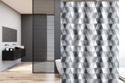 Su.B.dgn Douchegordijn 120x180 Anti Schimmel Polyester Badkamer Douchegordijn Wasbaar Met 12 Ringen | Grijs Driehoek