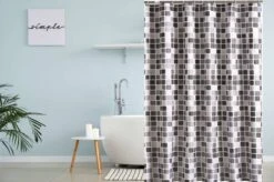 Su.B.dgn Douchegordijn 120x180 Anti Schimmel Polyester Badkamer Douchegordijn Wasbaar Met 12 Ringenl | Grijs Vierkant -Badkamer Accessoires Winkel 1200x799 9