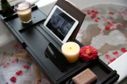 Merkloos Decopatent® Badplank - Uitschuifbaar 75 -> 110 Cm - Verstelbaar Bamboe Badrekje Voor In Bad - Boekenhouder - Tablethouder - Zwart -Badkamer Accessoires Winkel 1200x800 36