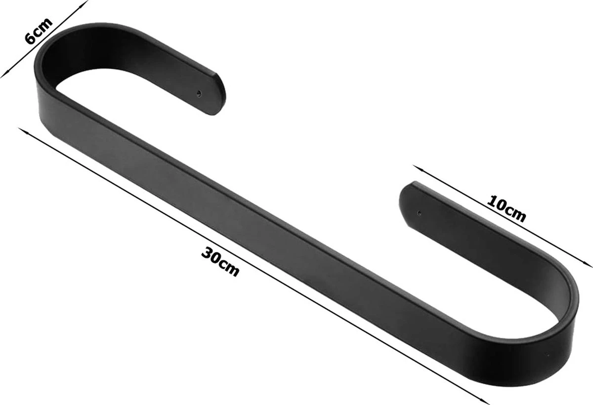 Handdoekrek 30 Cm Zonder Boren - Badkamer - Badkameraccesoires - Badkamermeubel - Handdoekstang - Doucherek - Mat Zwart 4 Handdoekrek 30 Cm Zonder Boren - Badkamer - Badkameraccesoires - Badkamermeubel - Handdoekstang - Doucherek - Mat Zwart - Afbeelding 2