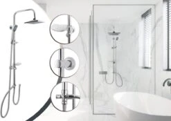 Lifa Bathing Zilveren Douchesysteem - Verstelbare Doucheset - RVS En ABS - Regendouche En Handdouche - Chroom - Incl. Bevestigingsmateriaal -Badkamer Accessoires Winkel 1200x849 2