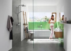 Hansgrohe Crometta S 240 Showerpipe - 1jet - Incl. Thermostaat - Chroom -Badkamer Accessoires Winkel 1200x870 2