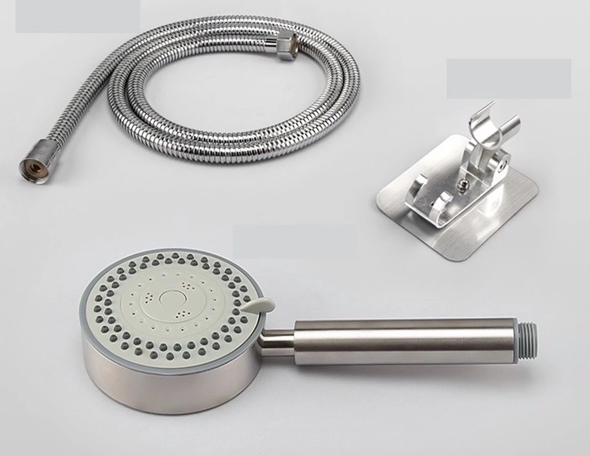 IBright Douchekop Met Slang En Wandhouder - RVS Zilver - 5 Functies – Handdouche – Hoofddouche Inclusief Wandhouder Zonder Boren 5 IBright Douchekop Met Slang En Wandhouder - RVS Zilver - 5 Functies – Handdouche – Hoofddouche Inclusief Wandhouder Zonder Boren - Afbeelding 3