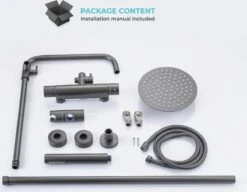 LOMAZOO Regendouche Met Thermostaatkraan - Douche Badkamer - Gun Metal / Antraciet [LYNN] -Badkamer Accessoires Winkel 1200x934 2