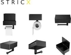 STRICX Toiletrolhouder - Zwart - Zonder Boren - Toilet Rol Houder Tissuebox - Zelfklevend - WC Rolhouder Met Opbergvak Voor Babydoekjes - Met Plankje - Toiletaccessoires -Badkamer Accessoires Winkel 1200x935 1