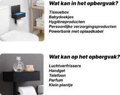 SHATY® WC Rolhouder - Toiletrolhouder - Opbergvak - Bakje - Plankje - Zonder Boren- WC Papier Houder - Toilet Papier Houder - Zwart - Badkameraccessoire - Toiletaccessoire - Inclusief Handoekhaak -Badkamer Accessoires Winkel 1200x947 2