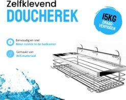RVS Doucherek Zelfklevend Zonder Boren - Douchemand Hangend - 15KG Draagvermogen - Zilver/Chroom -Badkamer Accessoires Winkel 1200x952