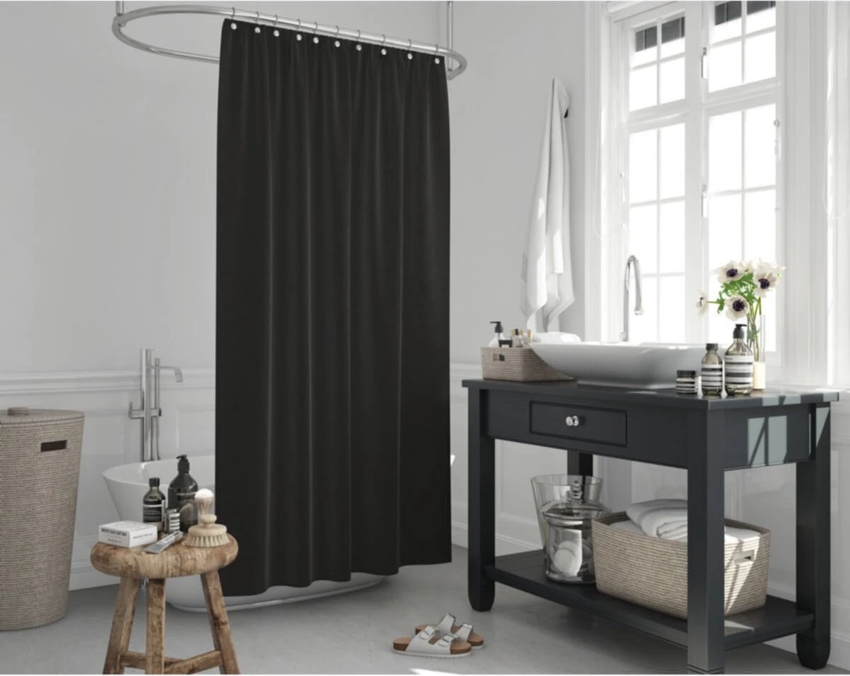 MLN Basics® Douchegordijn | Zwart | 180x200 Cm | Inclusief Ringen | Anti-schimmel