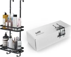 VDN Stainless Doucherek Zonder Boren - Doucherek Zwart - Doucherek Hangend - Badkamer Accessoires - RVS - 2 Laags -Badkamer Accessoires Winkel 1200x960 7