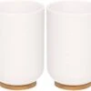 Merkloos 2x Witte Badkamer/keuken Bekers Met Bamboe 11 Cm- 300 Ml - Badkameraccessoires - Drinkbeker -Badkamer Accessoires Winkel 1200x964 1