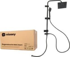 Niceey Doucheset - Regendouche - Handdouche - Verstelbaar - Vierkant - Mat Zwart -Badkamer Accessoires Winkel 1200x982 1