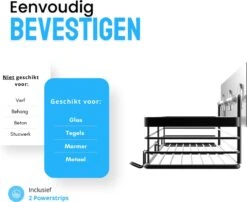 RVS Doucherek Zelfklevend Zonder Boren Zwart - Douchemandje Met 15KG Draagvermogen - Planchet Badkamerrek - Shower Rack - 31x10cm 13 RVS Doucherek Zelfklevend Zonder Boren Zwart - Douchemandje Met 15KG Draagvermogen - Planchet Badkamerrek - Shower Rack - 31x10cm -Badkamer Accessoires Winkel 1200x982