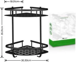 Zelfklevend Doucherek 2 Laags +Douche Bal - RVS - Mat Zwart -Badkamer Accessoires Winkel 1200x983