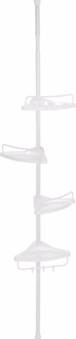 Merkloos Telescopisch Douche Rek Met 4 Lagen - Verstelbaar Bad / Douche Hoekrek Opbergrek - Uitschuifbaar Van 85-305 Cm - Wit -Badkamer Accessoires Winkel 269x1200