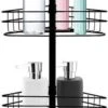 SensaHome Telescopisch Douche Rek Met 4 Lagen - Verstelbaar Bad / Douche Hoekrek Opbergrek - Uitschuifbaar Van 145-250 Cm - Zwart