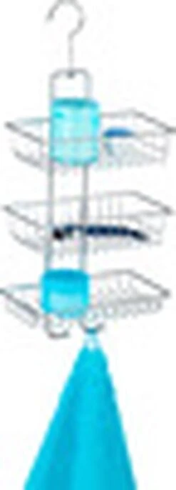 WENKO Doucherek Nivala 3-laags Chroom - Doucherek Zonder Boren - Doucherek Hangend -Badkamer Accessoires Winkel 432x1200