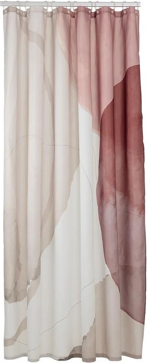 Sealskin Earth - Douchegordijn 180x200 Cm - Polyester Donkerroze / Off-white 3 Sealskin Earth - Douchegordijn 180x200 Cm - Polyester Donkerroze / Off-white
