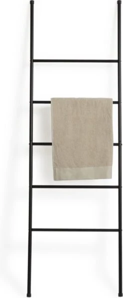 Lifa Bathing Handdoekladder - Multifunctionele Handdoekenrek - Zwarte Handdoekhouder - Staand - 5 Treden - Metaal - Voor Kleding, Handdoeken En Beddengoed - Badkamer, Keuken En Woonkamer - 50 X 160 Cm -Badkamer Accessoires Winkel 497x1200 1