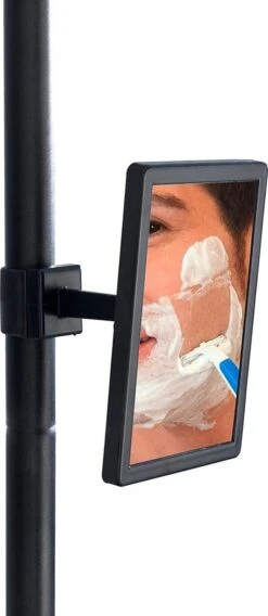 WENKO Telescopisch Doucherek Big Black 3-laags Met Spiegel Zilver/zwart - Bevestigen Zonder Boren -Badkamer Accessoires Winkel 522x1200