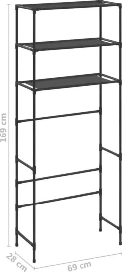 VidaXL Opbergrek Voor Boven Wasmachine 3-laags 69x28x169 Cm Zwart -Badkamer Accessoires Winkel 541x1200