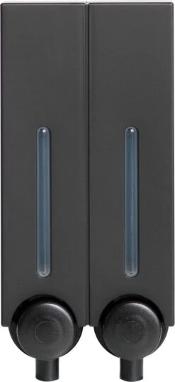 Aquathof, Zeepdispenser, Mat Zwart, 2 Kamer, 2 Reservoirs, 2x250ml - Hangend - Wandmontage -Badkamer Accessoires Winkel 551x1200