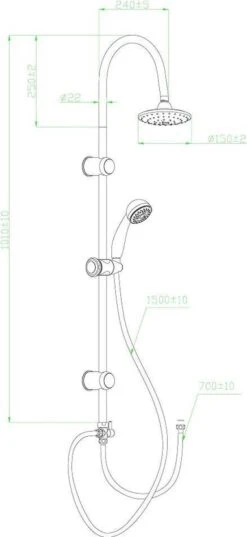 SCHÜTTE Jamaica Fresh Douchesysteem - Regendouche - 102 Cm Stang - Chroom -Badkamer Accessoires Winkel 552x1200 3