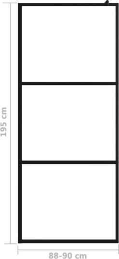 VidaXL Inloopdouchewand Transparant 90x195 Cm ESG-glas Zwart -Badkamer Accessoires Winkel 555x1200