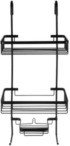 Recalma Doucherek 3 Laags - Monteren Zonder Boren - Zwart - Zuignap - Ook Voor Grote Flessen - Opbergrek Douche - 3 Etages -Badkamer Accessoires Winkel 581x1200