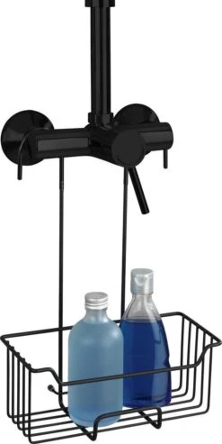 WENKO Doucherek Milo 25x36cm RVS Zwart - Doucherek Zonder Boren - Doucherek Hangend Zwart -Badkamer Accessoires Winkel 601x1200 2