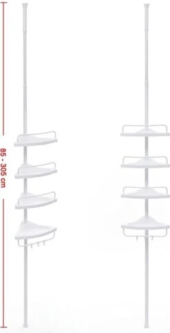 Hoppa! Telescopisch Doucherek Zonder Boren / Uitschuifbaar Douche Rek Van 85-305 Cm - Badopbergrek - Wit -Badkamer Accessoires Winkel 613x1200 1